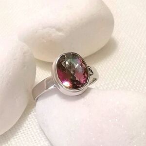 Sterling silver 2ct Mystic Topaz  ring size 7 🆕